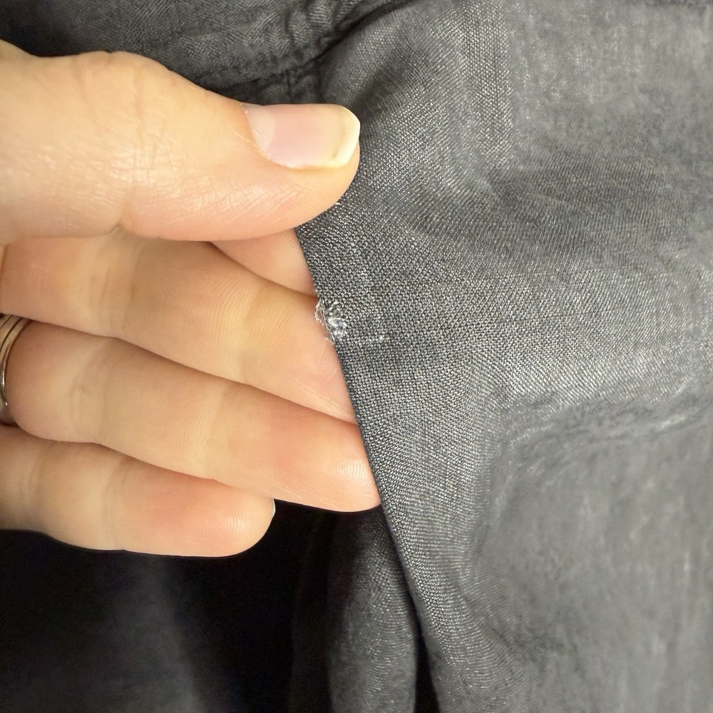 Side Stitch Gray Long Roll Tab Sleeve Tencel Popover Minimalist Womens Small - Picture 7 of 12